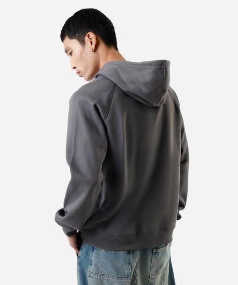 blusão básico masculino de moletom com capuz cinza
