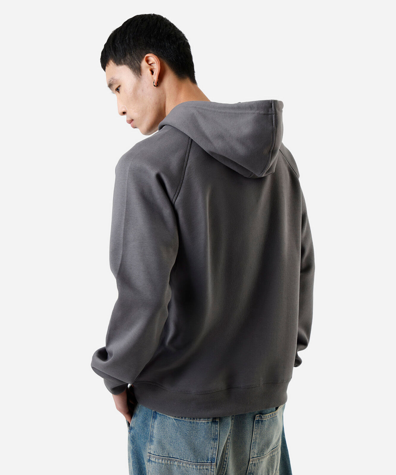 blusão básico masculino de moletom com capuz cinza