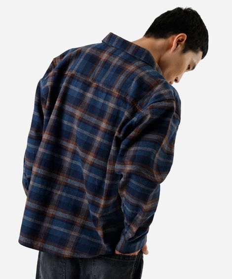 camisa masculina de algodão xadrez azul