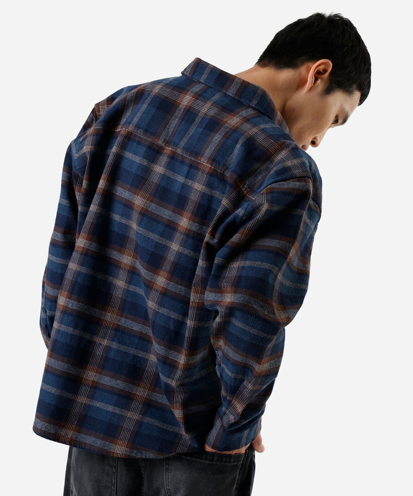 camisa masculina de algodão xadrez azul