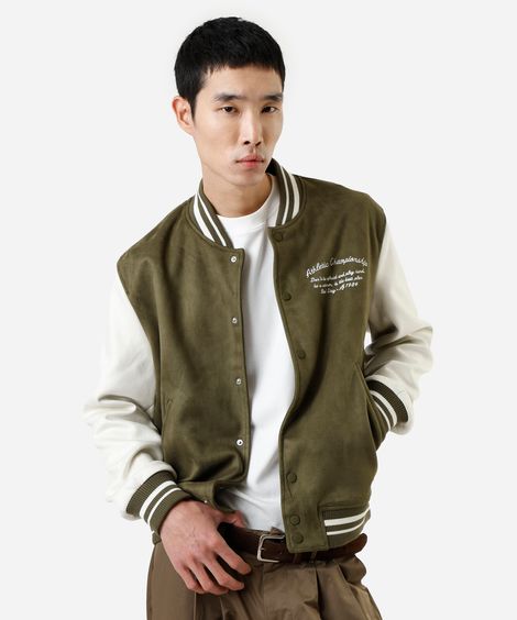 jaqueta bomber masculina de suede los angeles verde