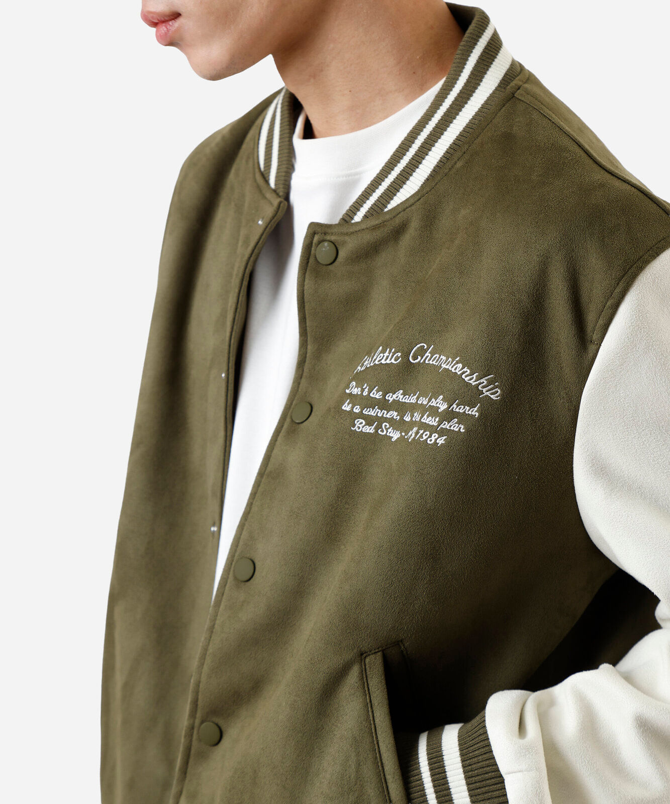 jaqueta bomber masculina de suede los angeles verde
