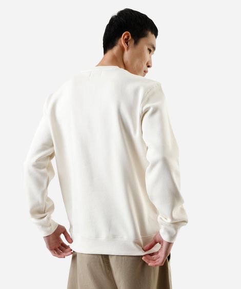 blusão básico masculino de moletom gola redonda manga longa off white