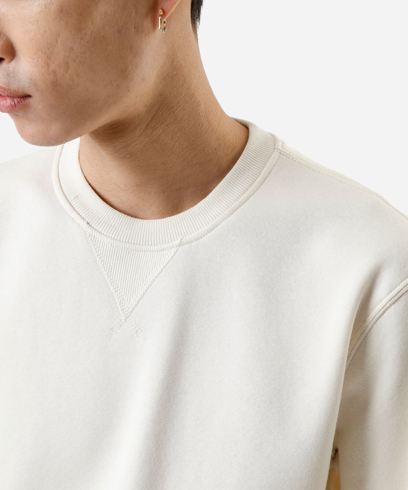 blusão básico masculino de moletom gola redonda manga longa off white