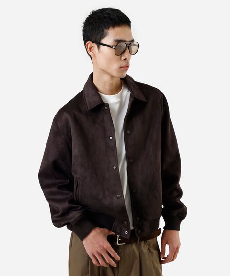 jaqueta bomber masculina de suede marrom