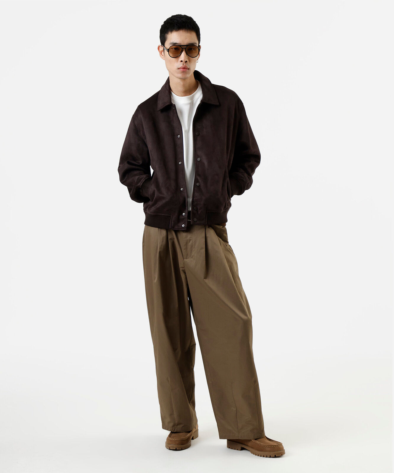 jaqueta bomber masculina de suede marrom