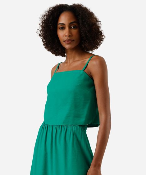 cropped alça fina feminino com viscose verde