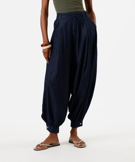 calça aladim feminina jeans cintura alta azul