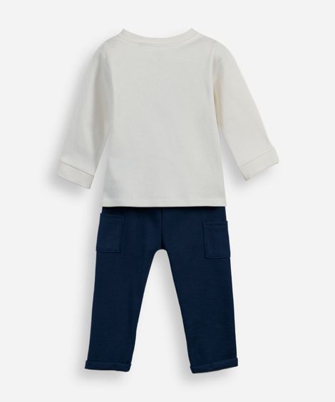 conjunto infantil manga longa elefante azul