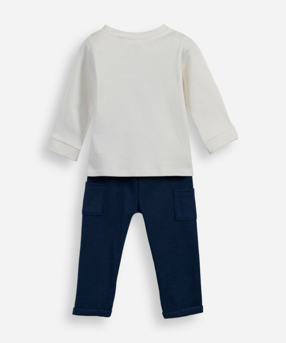 conjunto infantil manga longa elefante azul