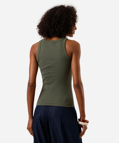 regata feminina de algodão halterneck bordada verde