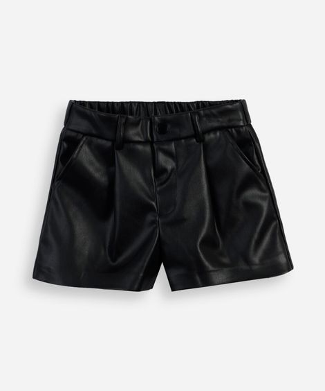 short infantil de pu preto