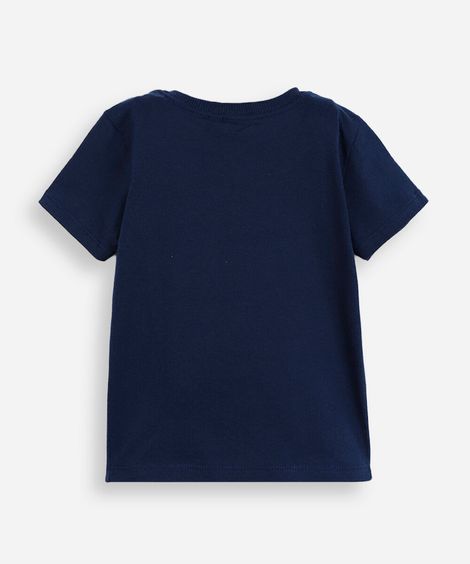 camiseta infantil de algodão manga curta dino azul