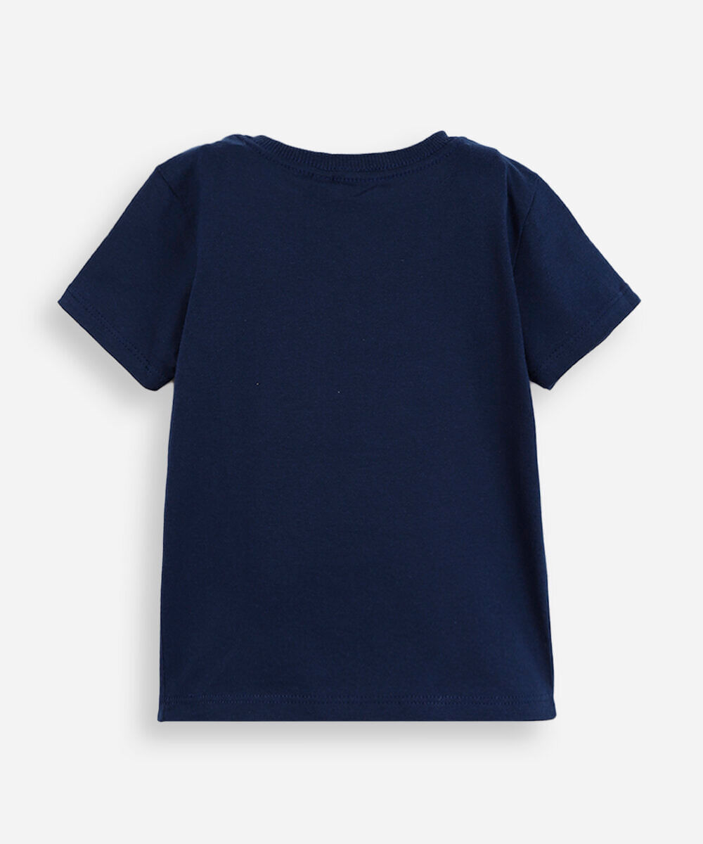 camiseta infantil de algodão manga curta dino azul