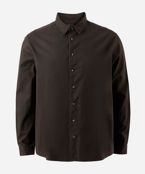 camisa masculina de sarja manga longa plus size marrom