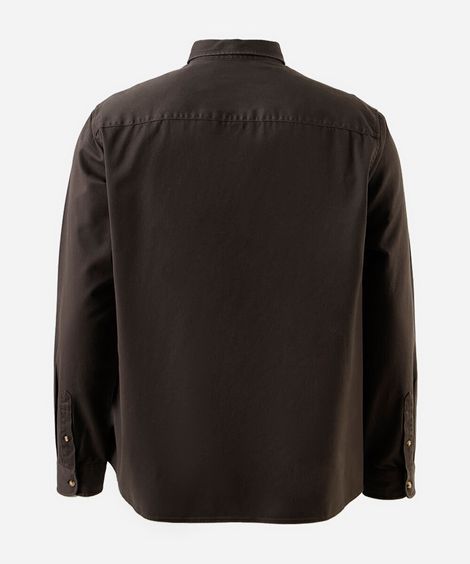 camisa masculina de sarja manga longa plus size marrom