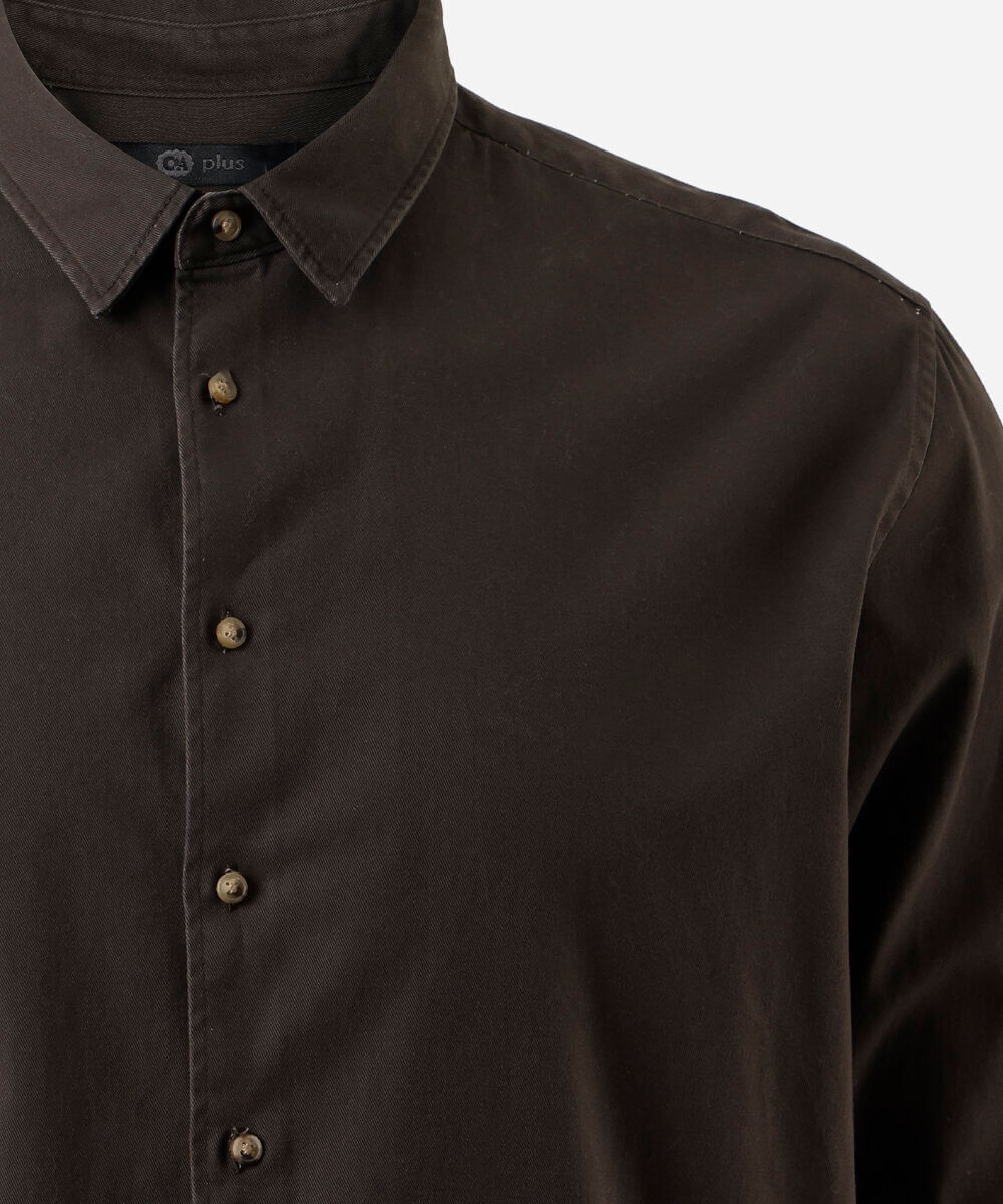 camisa masculina de sarja manga longa plus size marrom