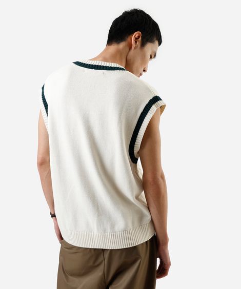colete masculino de tricot texturizado off white