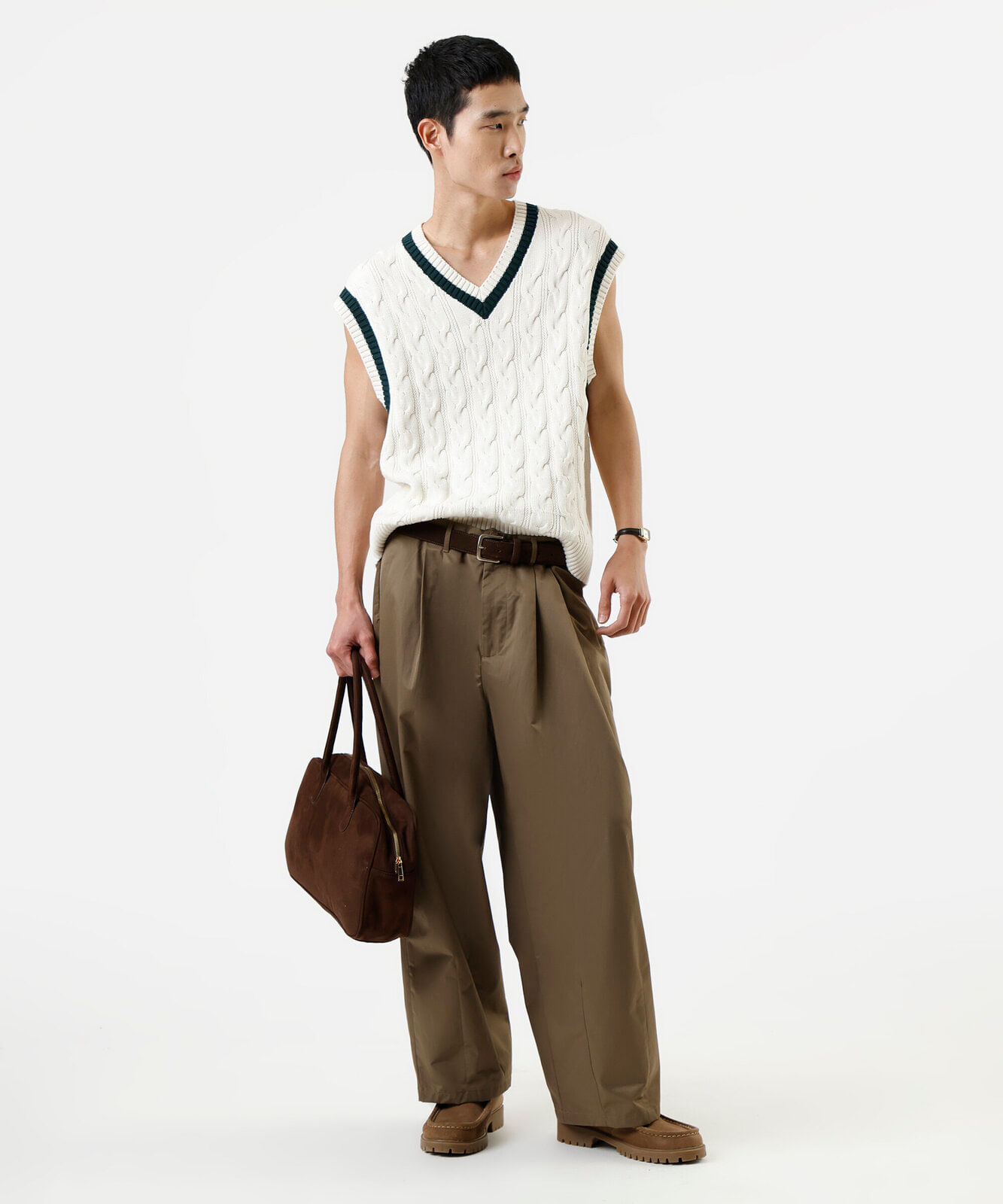 colete masculino de tricot texturizado off white