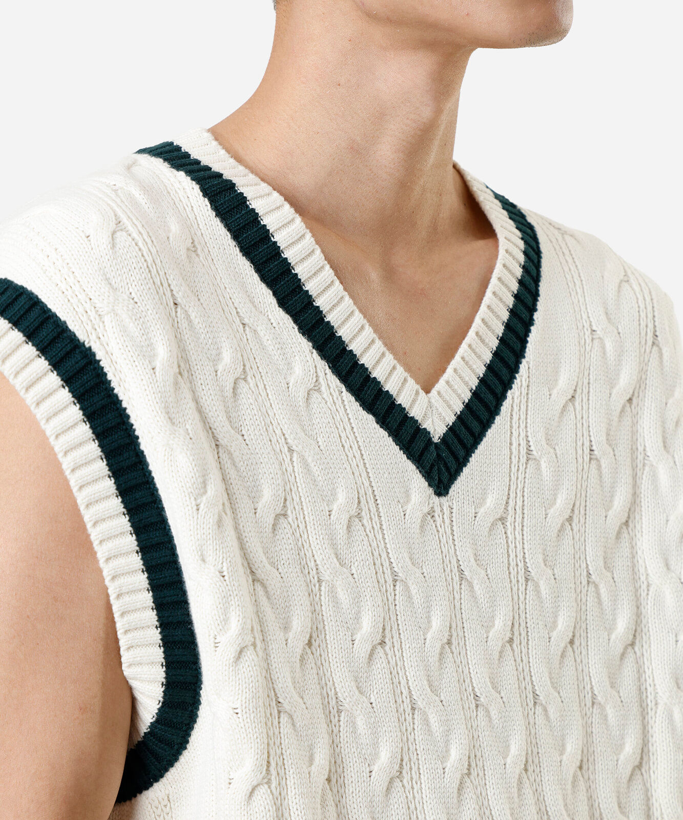 colete masculino de tricot texturizado off white