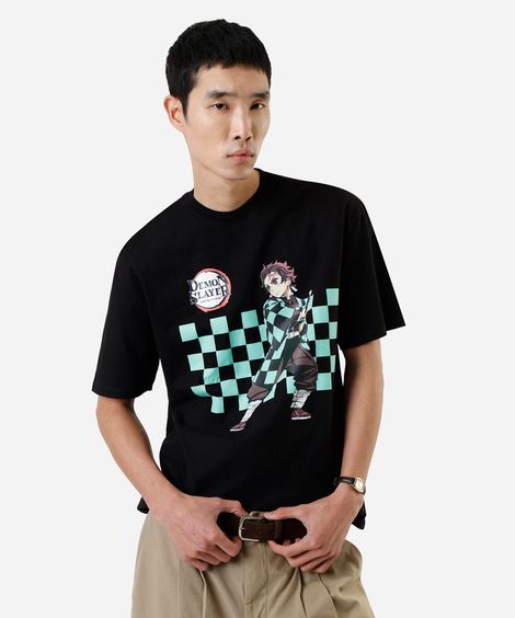 camiseta masculina de algodão demonslayer preta