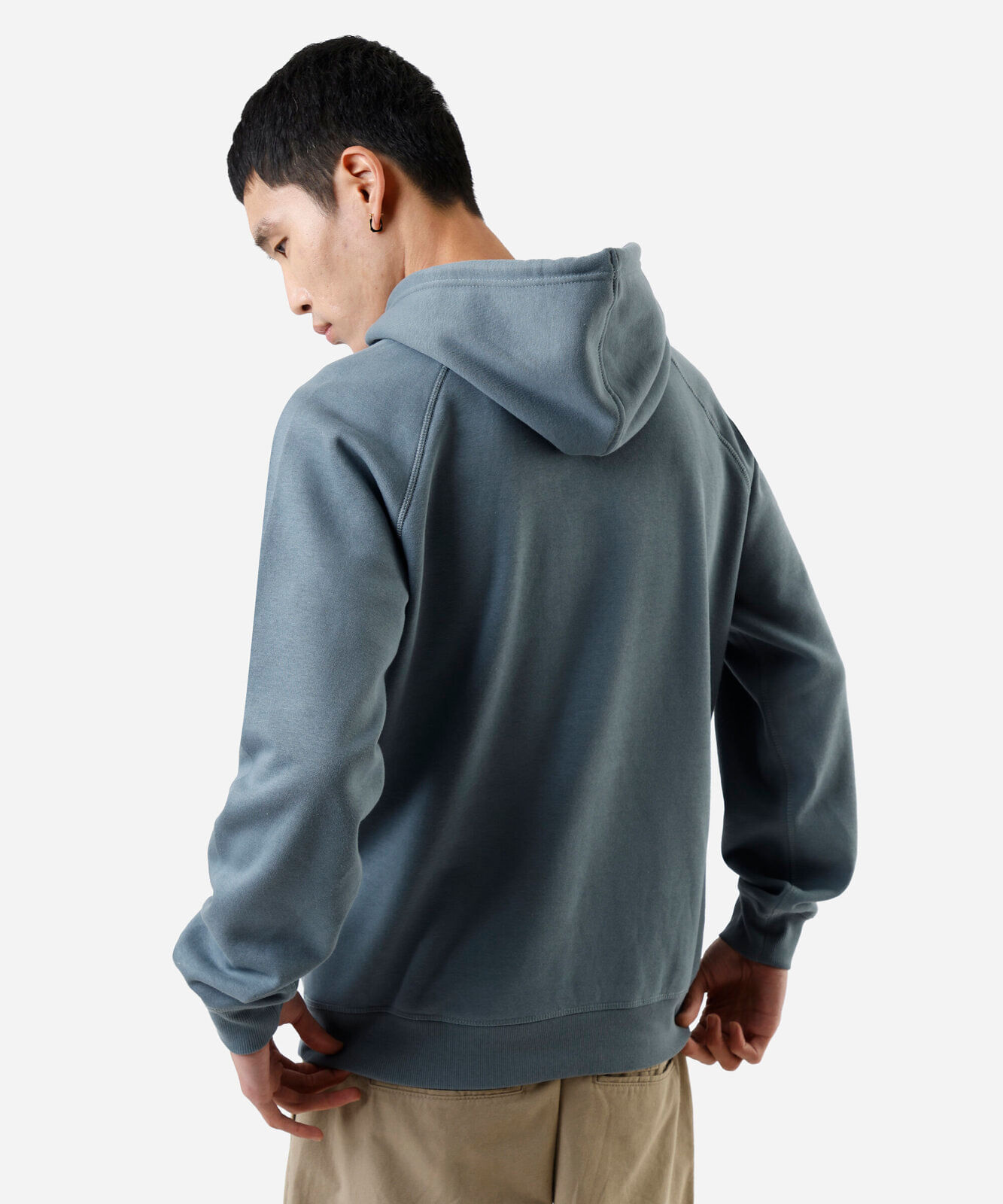 blusão básico masculino de moletom com capuz cinza