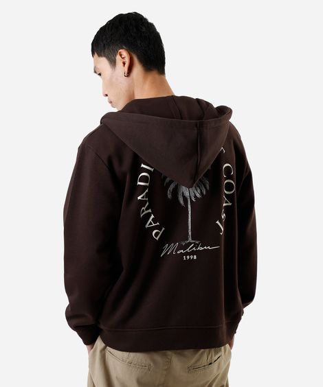 blusão masculino de moletom com capuz marrom