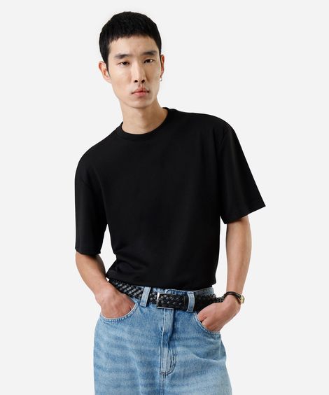 camiseta masculina de algodão peruano preta