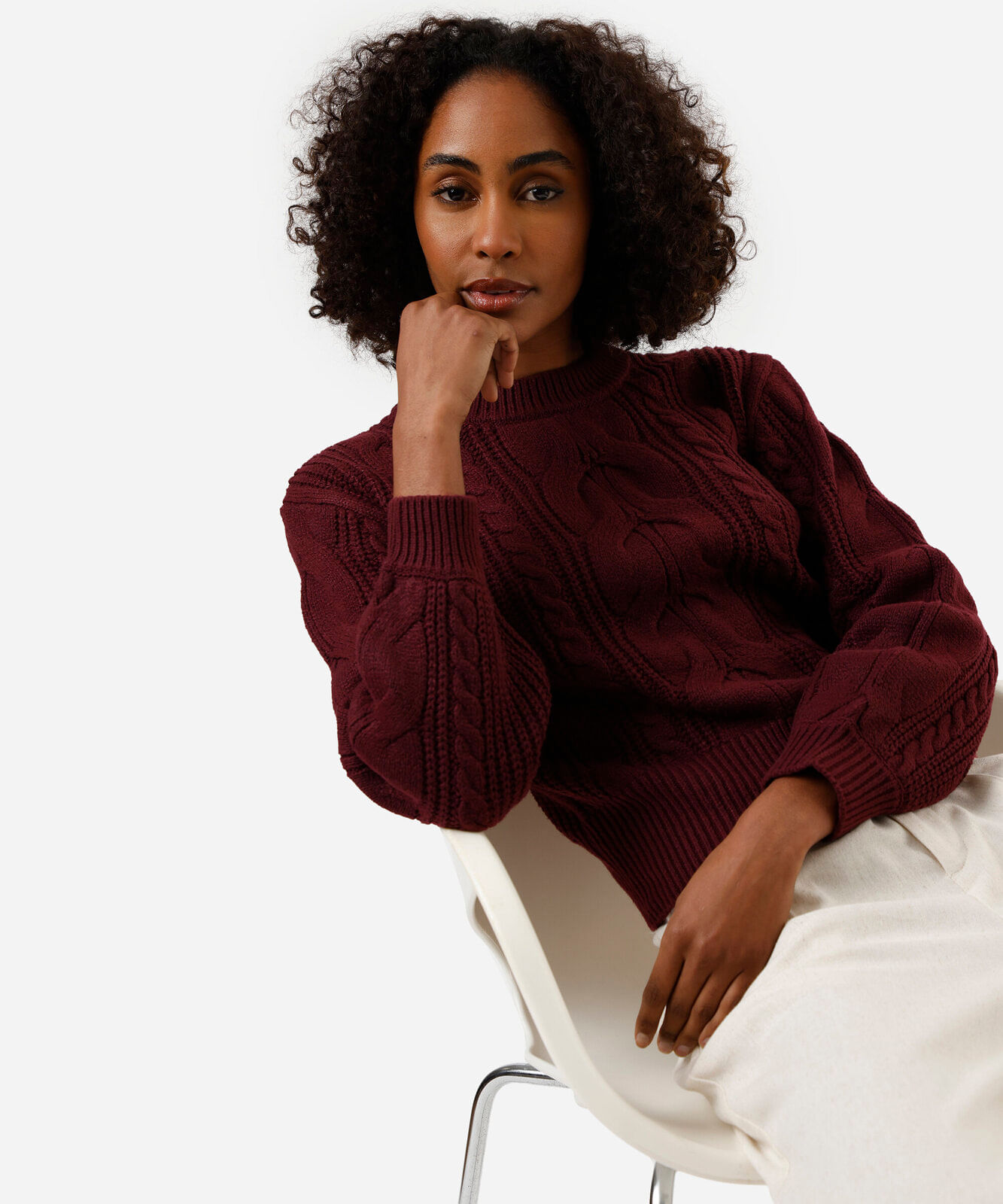 suéter feminino de tricot texturizado vinho