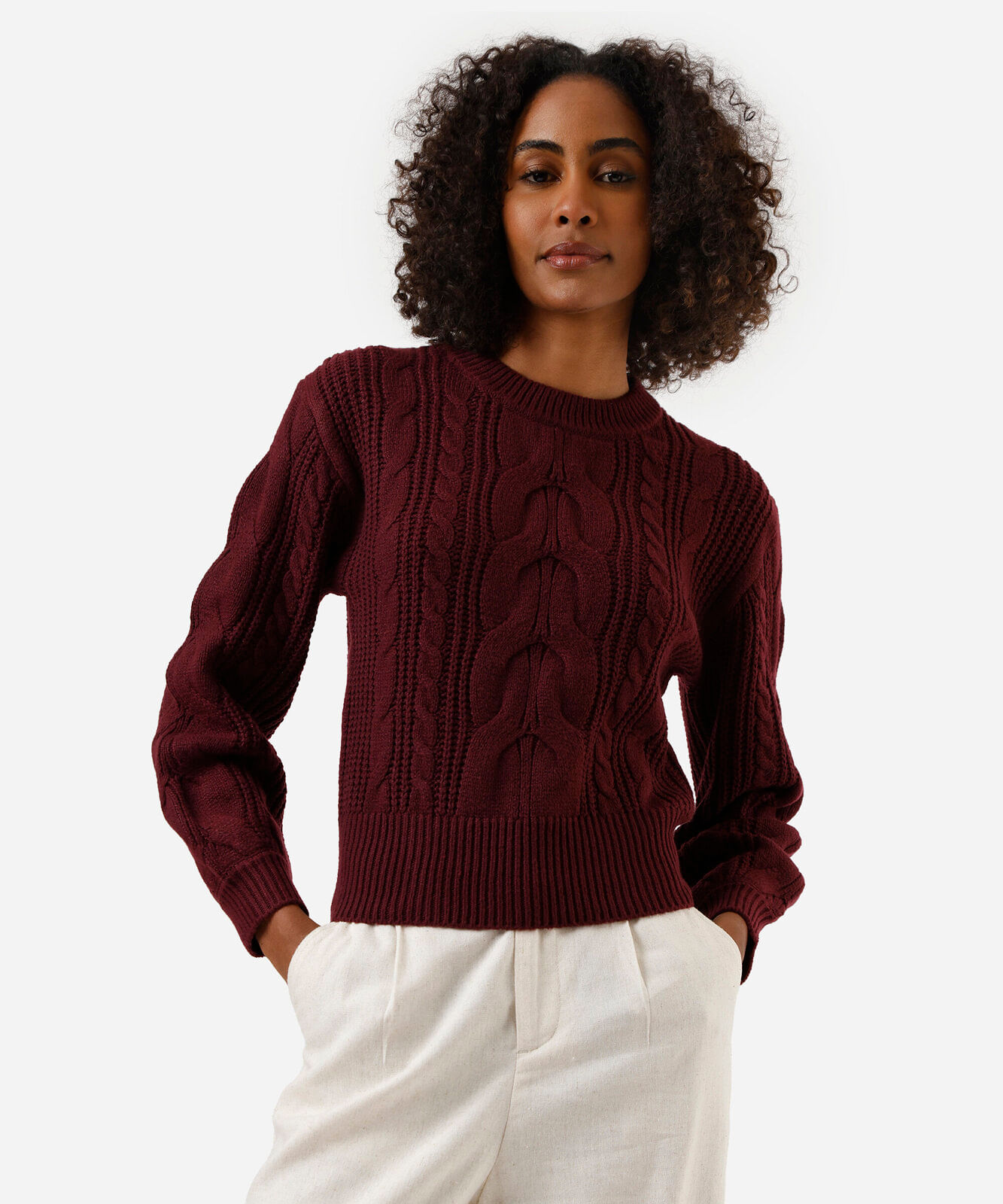 suéter feminino de tricot texturizado vinho