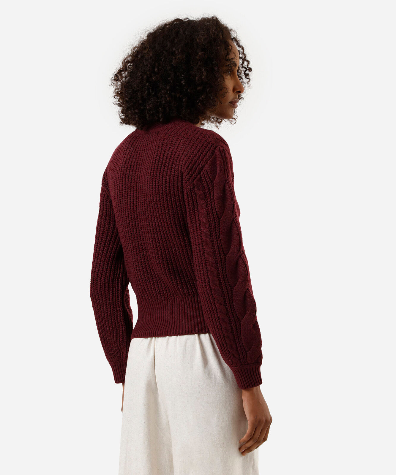 suéter feminino de tricot texturizado vinho