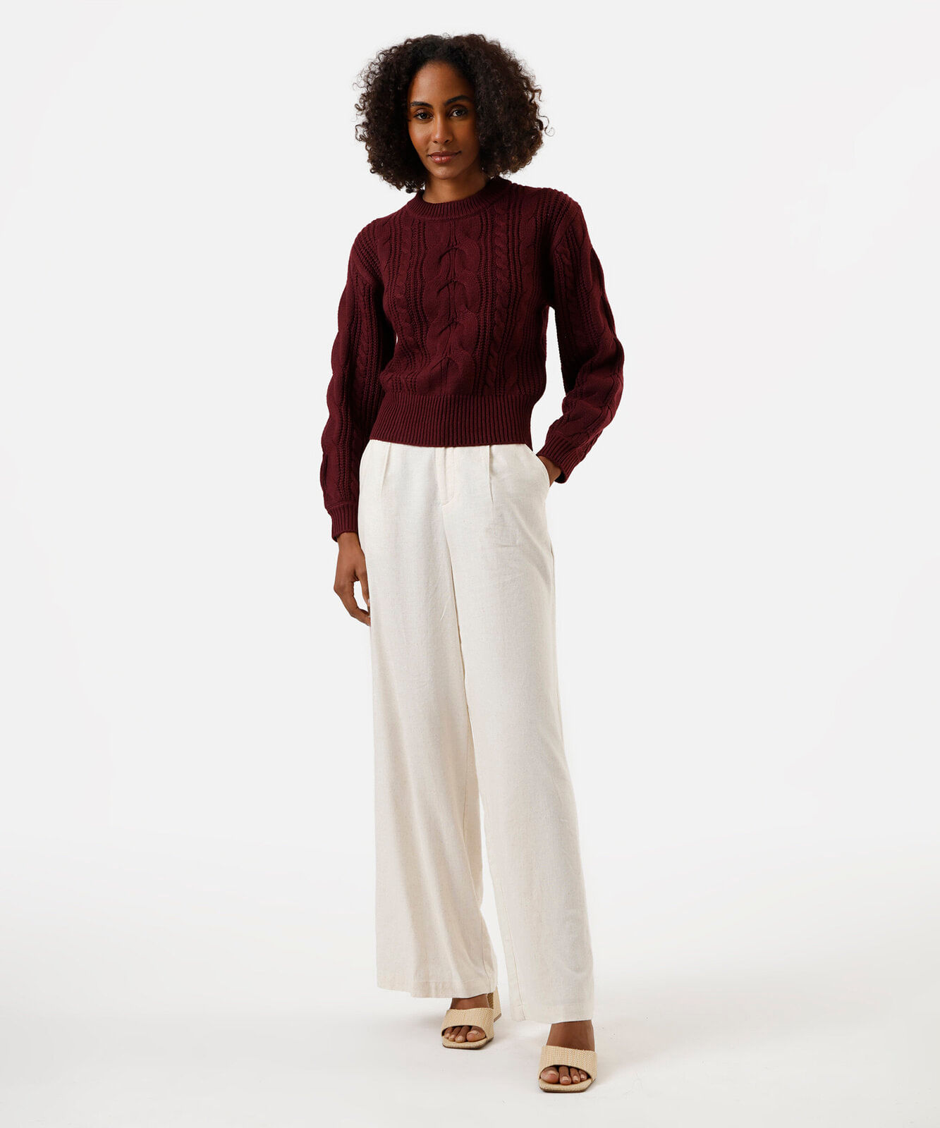 suéter feminino de tricot texturizado vinho