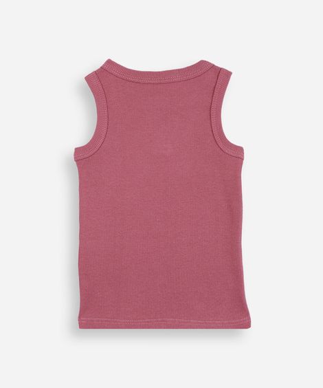 regata infantil de algodão com bordado cereja canelada rosa