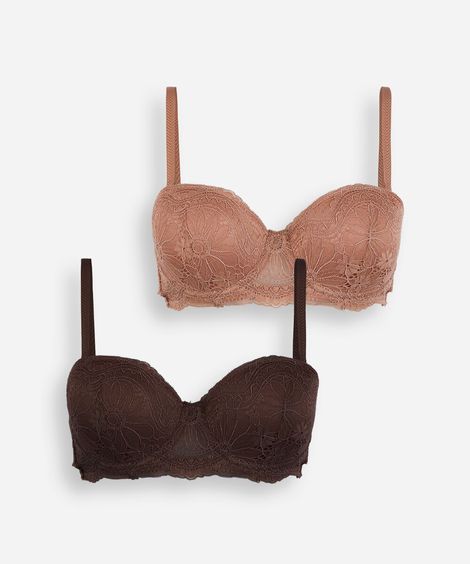 kit de dois sutiãs meia taça feminino em renda floral colorido