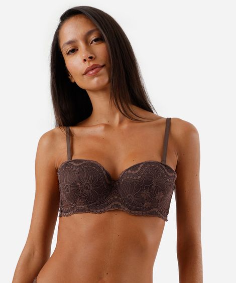 kit de dois sutiãs meia taça feminino em renda floral colorido