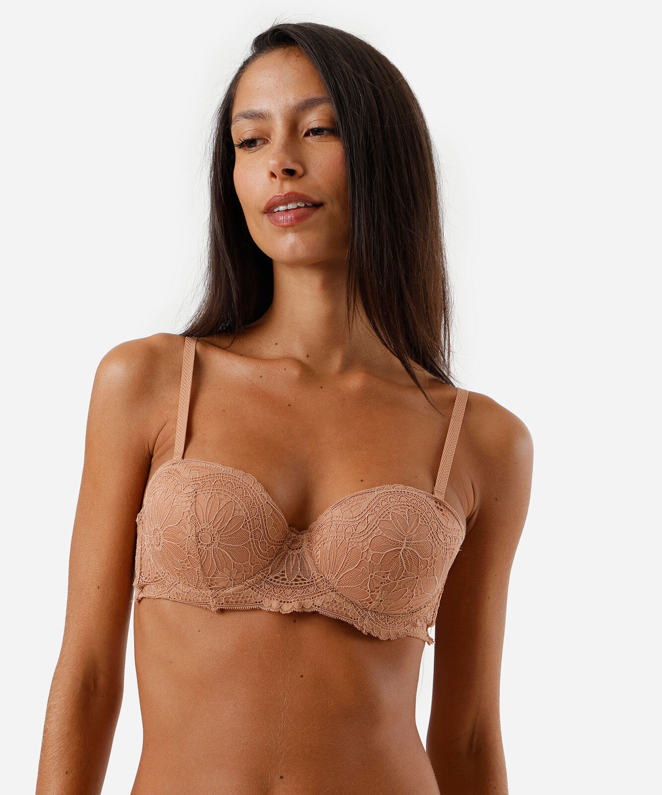 kit de dois sutiãs meia taça feminino em renda floral colorido