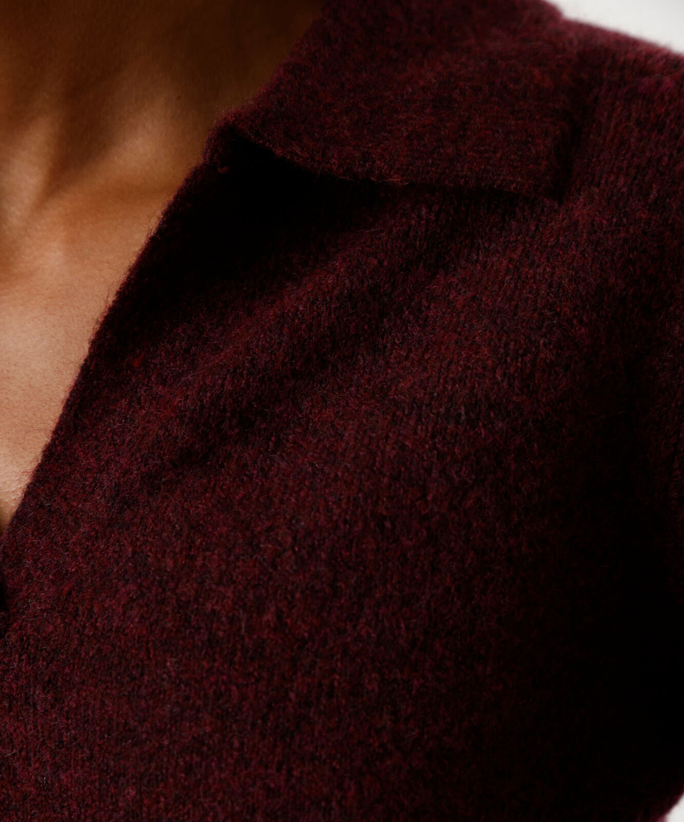 polo básica feminina de tricot manga longa vinho