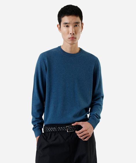 suéter masculino de tricot azul