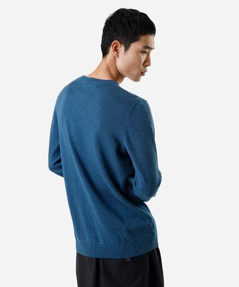 suéter masculino de tricot azul