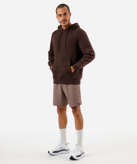 short cós com elástico texturizado esportivo marrom