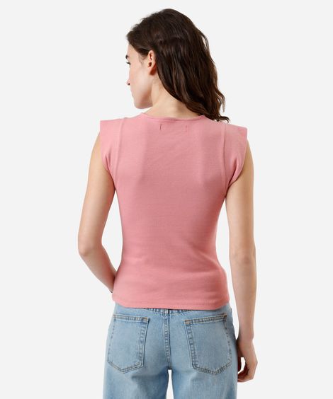 blusa muscle tee feminina de algodão canelada rosa
