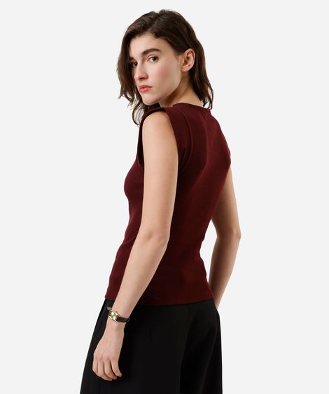 blusa muscle tee feminina de algodão canelada vinho