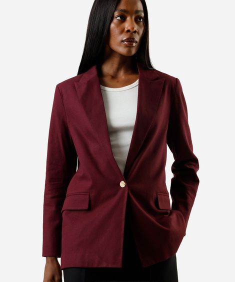 blazer de alfaiataria feminino com linho vinho