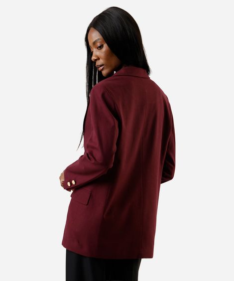 blazer de alfaiataria feminino com linho vinho