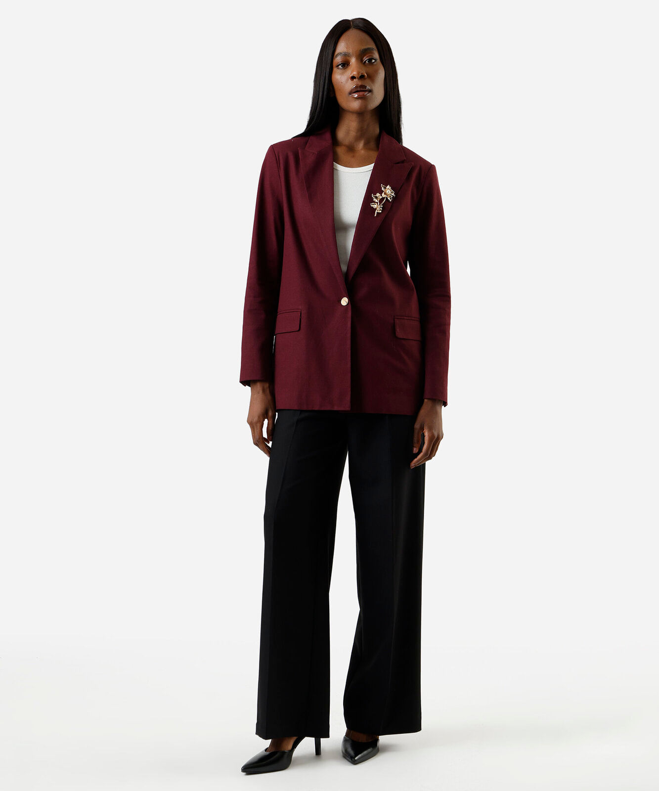 blazer de alfaiataria feminino com linho vinho