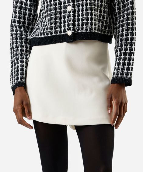 short saia de alfaiataria feminino com viscose bege