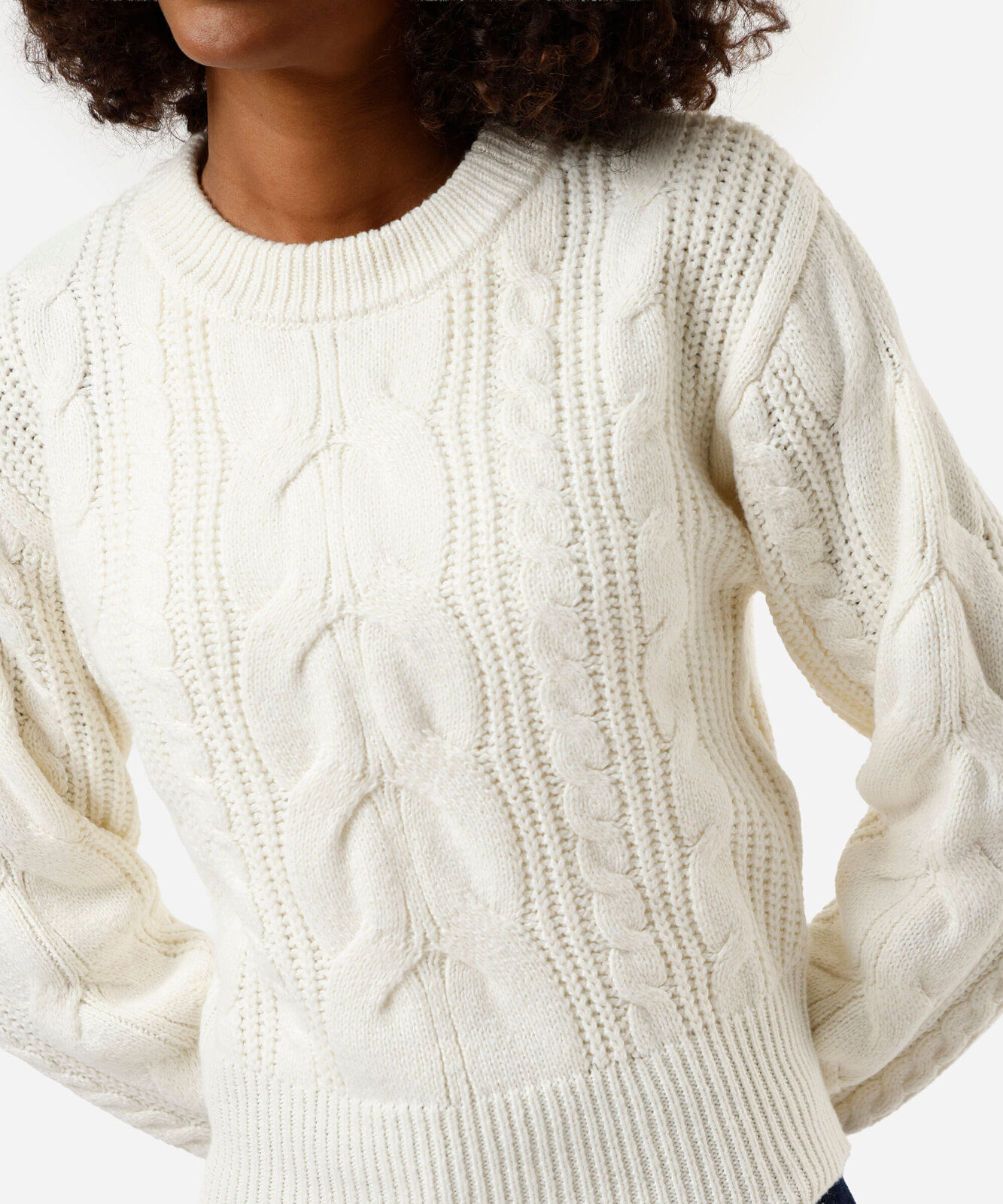 suéter feminino de tricot texturizado off white
