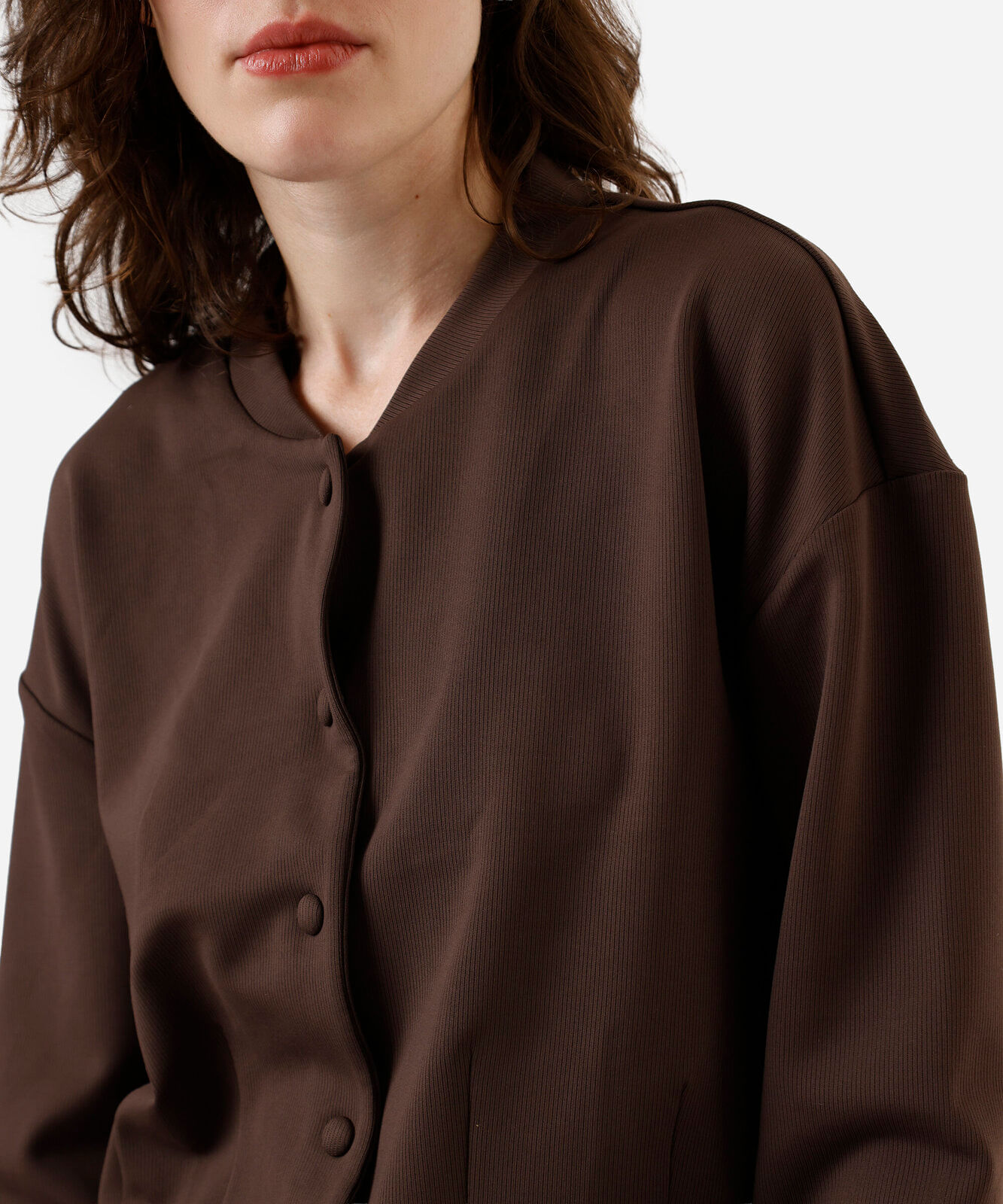 jaqueta bomber cropped feminina canelada marrom