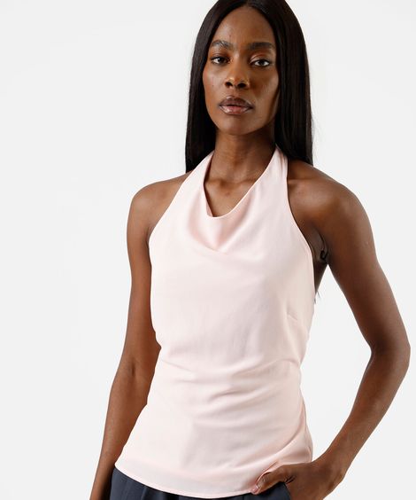 blusa frente única feminina com amarração rosa