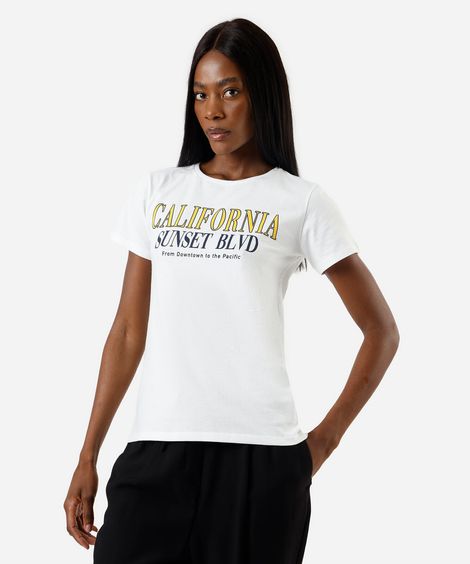 camiseta feminina de algodão estampada off white